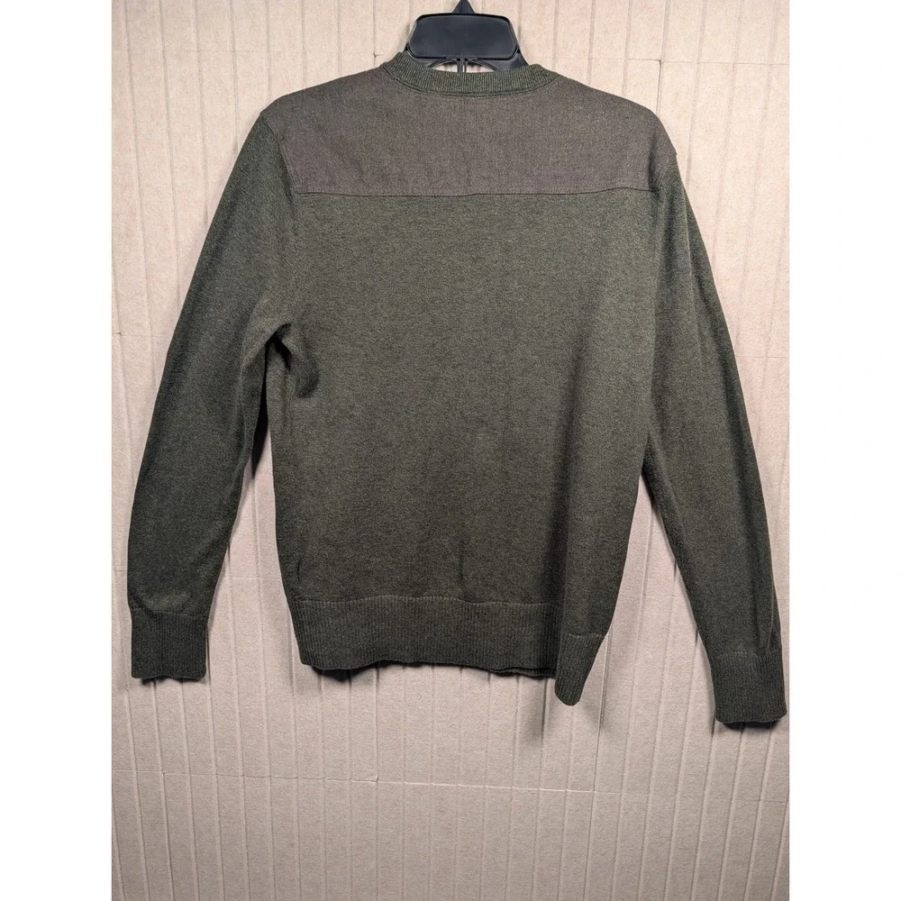 Banana Republic Sweater Mens Medium Green V-Neck Contrast Shoulder Excellent